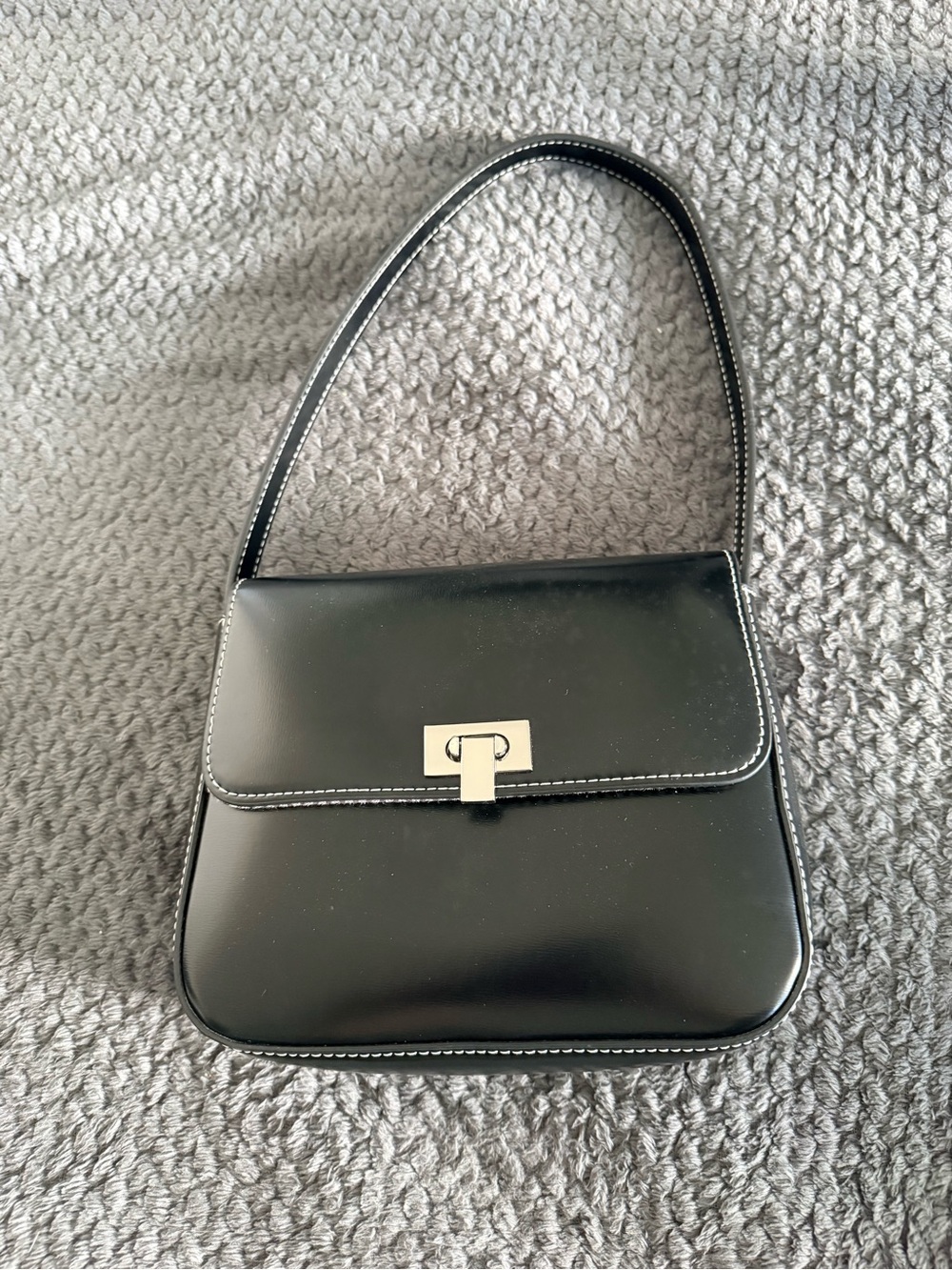 Urban Outfitters Black Shoulder Bag with Silver-Tone Clasp